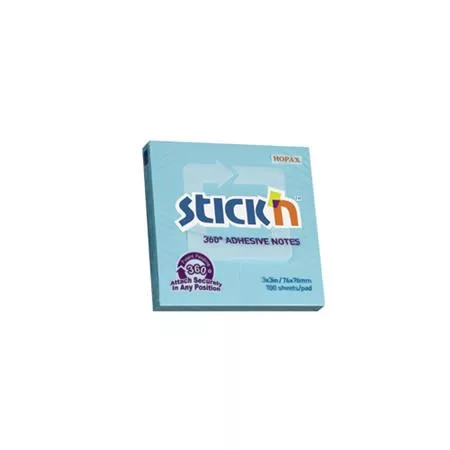 STICK N Öntapadó jegyzettömb, 76x76 mm, 100 lap, STICK N „360°, kék