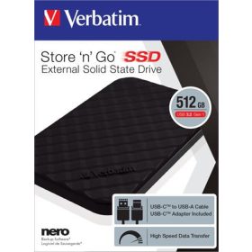   VERBATIM SSD (külső memória), 512GB, USB 3.2 VERBATIM "Store n Go", fekete
