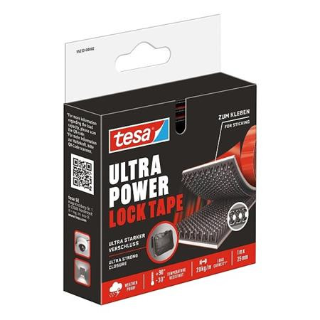 TESA Tépőzáras rögzítőszalag, kétoldalas, 25 mm x 1 m, TESA "Ultra Power Lock"