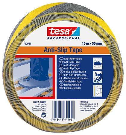 TESA Csúszásgátló szalag, 50 mm x 15 m, TESA "Anti-Slip", fekete-sárga