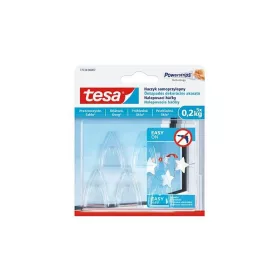   TESA Műanyag akasztó, ragasztócsíkkal, kis méret, TESA "Powerstrips®", átlátszó