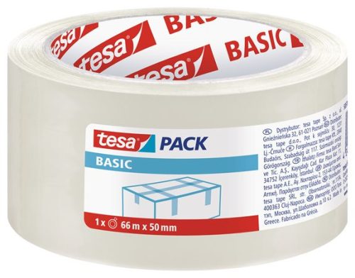 TESA Csomagolószalag, 50 mm x 66 m, TESA "Basic", átlátszó