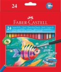   FABER-CASTELL Akvarell ceruza készlet, hatszögletű, ecsettel, FABER-CASTELL, 24 különböző szín