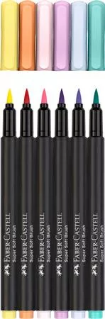 FABER-CASTELL Ecsetirón készlet, FABER-CASTELL "Black Edition", 6 különböző pasztell szín