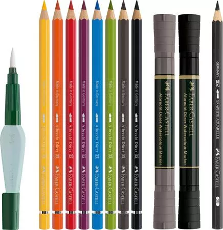 FABER-CASTELL Készlet akvarell technikához, FABER-CASTELL "Discovery Set Albrecht Dürer", 12 db-os szett