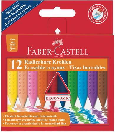 FABER-CASTELL Zsírkréta, háromszögletű, FABER-CASTELL "Grip", 12 különböző szín