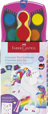 FABER-CASTELL Vízfesték, 12 darabos, összeilleszthető, csillámmal és matricával, FABER-CASTELL, unikornis