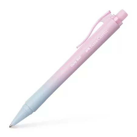 FABER-CASTELL Golyóstoll, 1 mm, XB, nyomógombos, rózsa-égkék tolltest, FABER-CASTELL "Daily Ball Flow", kék