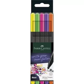   FABER-CASTELL Tűfilc készlet, 0,4 mm, FABER-CASTELL "Grip", 5 különböző neon szín