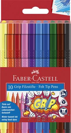 FABER-CASTELL Filctoll készlet, háromszögletű, FABER-CASTELL "Grip", 10 különböző szín