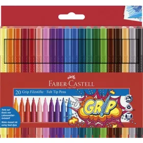   FABER-CASTELL Filctoll készlet, háromszögletű, FABER-CASTELL "Grip", 20 különböző szín