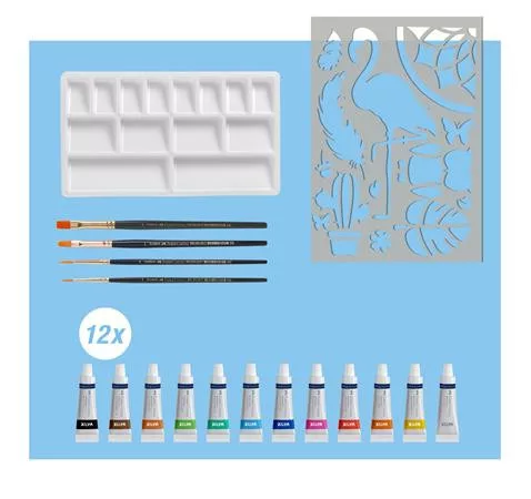 FABER-CASTELL Akvarell festékkészlet, tubusos, kiegészítőkkel, FABER-CASTELL "Creative Studio", 12 különböző szín