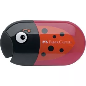   FABER-CASTELL Hegyező és radír, kétlyukú, tartályos, FABER-CASTELL, katicabogár minta