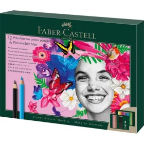   FABER-CASTELL Színes- és grafitceruza készlet, FABER-CASTELL "Polychromos & Pitt Graphite Matt" , 40 db-os szett