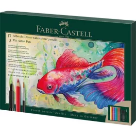   FABER-CASTELL Akvarell ceruza készlet, ecsettel, FABER-CASTELL "Albrecht Dürer & Pitt Artist Pen", 21 db-os szett