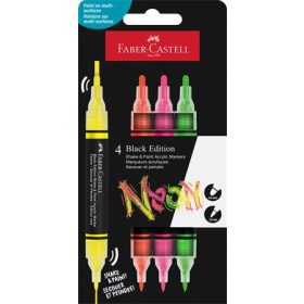   FABER-CASTELL Dekormarker készlet, 1,0/3,0 mm, kétvégű, akril, FABER-CASTELL "Shake&Paint", 4 különböző neon szín