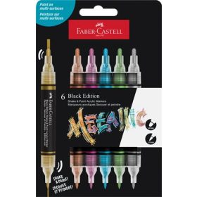   FABER-CASTELL Dekormarker készlet, 1,0/3,0 mm, kétvégű, akril, FABER-CASTELL "Shake&Paint", 6 különböző metál szín