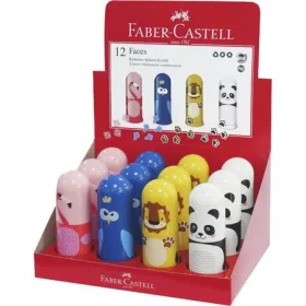   FABER-CASTELL Hegyező, egylyukú, tartályos, radírral, display, FABER-CASTELL "Faces", vegyes minták