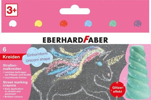 EBERHARD FABER Aszfaltkréta készlet, EBERHARD FABER "Unikornis", 6 csillámos szín