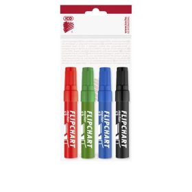   ICO Flipchart marker készlet, 1-4 mm, vágott, ICO "Artip 12", 4 különböző szín
