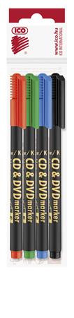 ICO Alkoholos marker készlet, CD/DVD, 0,5 mm, ICO, 4 különböző szín