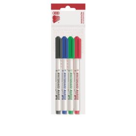   ICO Tábla- és flipchart marker készlet, 1-1,5 mm, kúpos, ICO "Slim M", 4 különböző szín