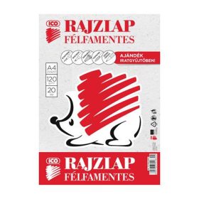   ICO Rajzlap, félfamentes, A4, 120 g/m2, ICO "Süni"