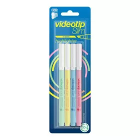   ICO Szövegkiemelő készlet, 1-3 mm, ICO "Videotip Slim", 4 különböző pasztell szín