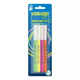   ICO Szövegkiemelő készlet, 1-3 mm, ICO "Videotip Slim", 4 különböző szín
