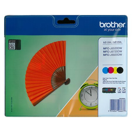 BROTHER LC129XLB/LC125XLCMY tintapatron multipack MFC-J6520 nyomtatóhoz, BROTHER, b+c+m+y, 1*2400 o., 3*1200 o.