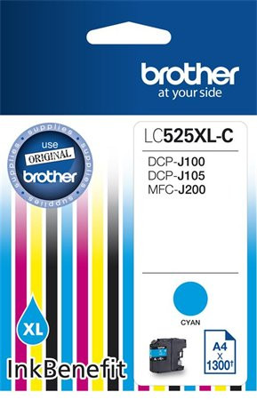 BROTHER LC525XLC Tintapatron DCP-J100, J105 nyomtatókhoz, BROTHER, cián, 1300 oldal