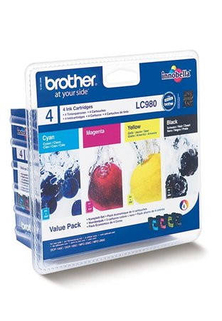 BROTHER LC980BCMY Tintapatron multipack DCP 145C, BROTHER, b+c+m+y, 1*300 oldal, 3*260 oldal