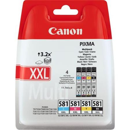 CANON CLI-581MPXXL Tintapatron multipack Pixma TS7550, 8150, 9150 nyomtatókhoz, CANON, b+c+m+y, 46,8ml
