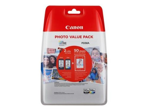 CANON PG-545XL/CL546XL Tintapatron multipack Pixma MG2450, 2550 nyomtatókhoz, CANON, fekete, színes, + GP501 (50 lap 10x15) pa