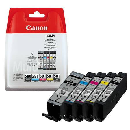 CANON PGI580/CLI581 Tintapatron multipack Pixma TS7550, 8150, 9150 nyomtatókhoz, CANON, pgb+b+c+m+y, 18,5ml+4*8,3ml