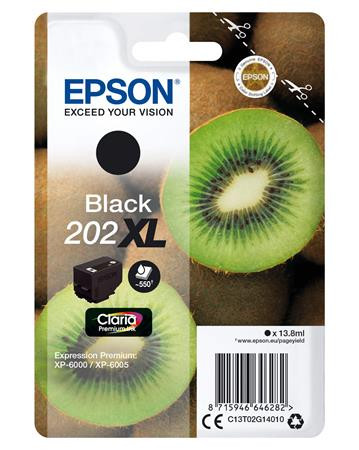 EPSON C13T02G14010 Tintapatron XP6000/6005 nyomtatókhoz, EPSON 202XL, fekete, 13,8 ml