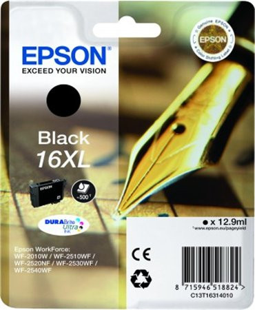 EPSON T16314010 Tintapatron Workforce WF2540WF nyomtatóhoz, EPSON, fekete, 12,9ml