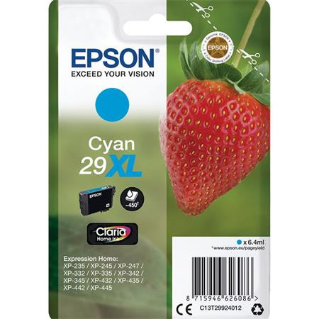 EPSON T29924012 Tintapatron XP245 nyomtatóhoz, EPSON, cián, 6,4ml