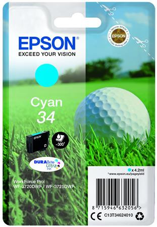EPSON T34624010 Tintapatron WorkForce WF-3720DWF nyomtatóhoz, EPSON, cián, 4,2 ml
