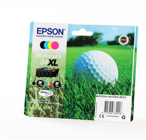 EPSON T34764010 Tintapatron multipack Workforce 3720DWF, 3725DWF nyomtatókhoz, EPSON, b+c+m+y, 48,7ml