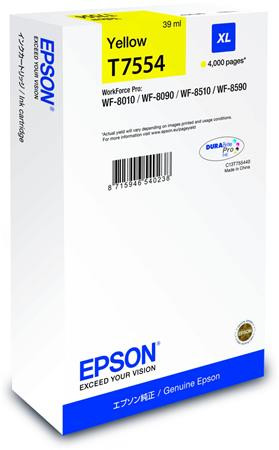 EPSON T755440 Tintapatron WF8590, 8510, 8090 nyomtatókhoz, EPSON, sárga, 39ml