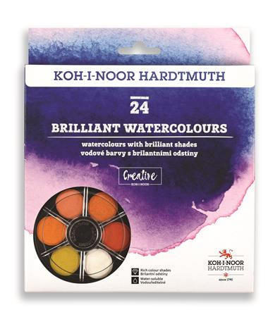 KOH-I-NOOR Vízfesték, 24 darabos, 22,5 mm, KOH-I-NOOR "Brillant"