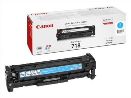 CANON CRG-718C Lézertoner i-SENSYS LBP 7200CDN, MF 8330, 8350CDN nyomtatókhoz, CANON, cián, 2,9k