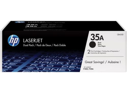 HP CB435AD Lézertoner LaserJet P1005, P1006 nyomtatókhoz, HP 35A, fekete, 2*1,5k