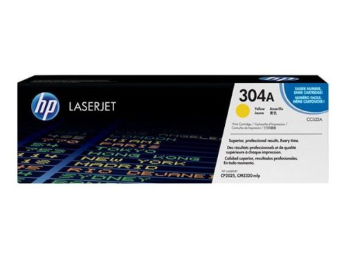 HP CC532A Lézertoner ColorLaserJet CM2320fxi, 2320n nyomtatókhoz, HP 304A, sárga, 2,8k