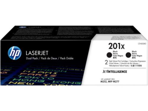 HP CF400XD Lézertoner Color LaserJet Pro M252, M277 nyomtatóhoz, HP 201X, fekete, 2*2,8k