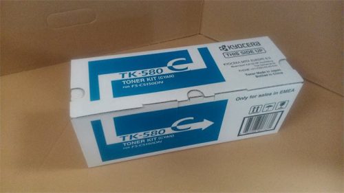 KYOCERA TK580C Lézertoner FS C5150DN nyomtatóhoz, KYOCERA, cián, 2,8k