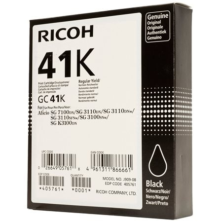 RICOH 405761 Gélpatron SG 2100N, SG 3100SNw nyomtatókhoz, RICOH Type GC41K, fekete, 2,5k