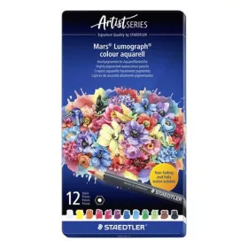   STAEDTLER Akvarell színes ceruza készlet, hatszögletű, fémdobozos, STAEDTLER "Mars® Lumograph® 104", 12 különböző szín