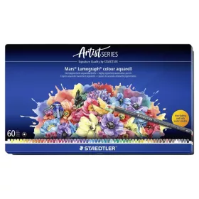   STAEDTLER Akvarell színes ceruza készlet, hatszögletű, fémdobozos, STAEDTLER "Mars® Lumograph® 104", 60 különböző szín